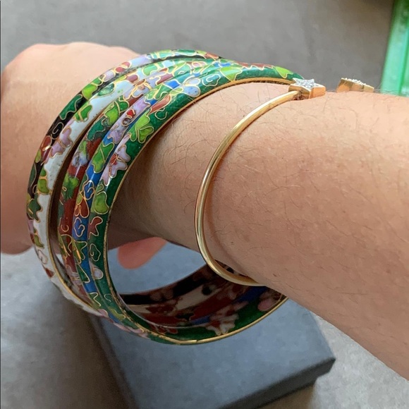 Set of 5 Cloisonnaite Bangles-new,never used - Picture 2 of 7